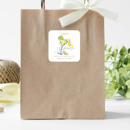 Pegatina Cuadrada Elegantes Margs & Matrimony Bachelorette Weekend