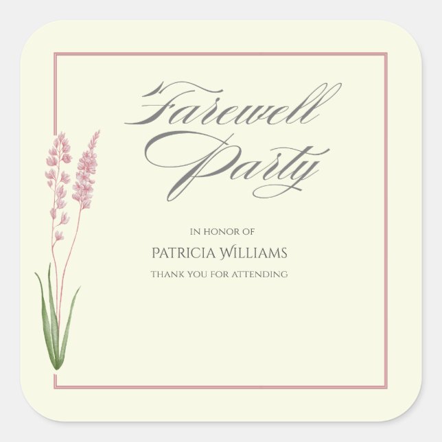 Pegatina Cuadrada Elegantes mujeres Pastel Wildflower Fiesta de desp (Anverso)