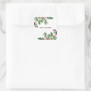 Pegatina Cuadrada Elegantes Navidades de máquina de escribir Foliage