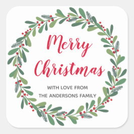 Pegatina Cuadrada Elegantes Navidades de Winter Sprigs