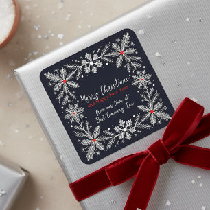 Pegatina Cuadrada Elegantes Navidades Festividad de Wreath con copas