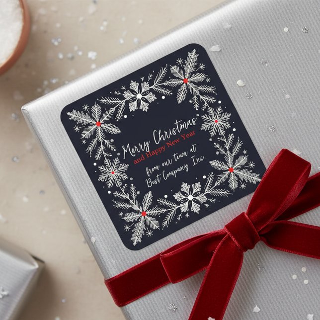 Pegatina Cuadrada Elegantes Navidades Festividad de Wreath con copas (Subido por el creador)