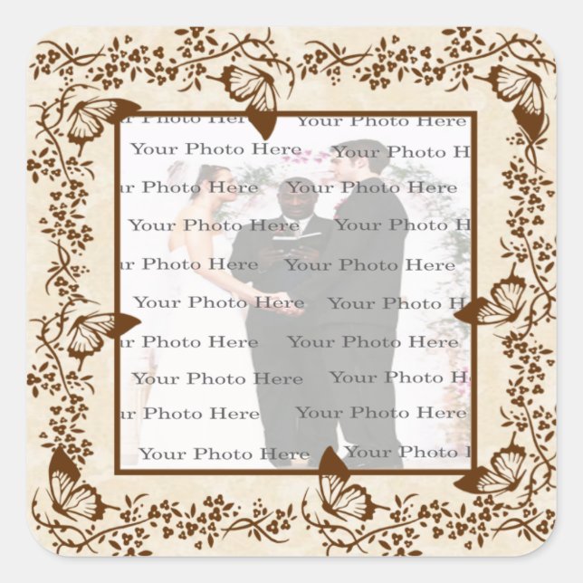 Pegatina Cuadrada Elegantes Pegatinas de la Plaza de la Mariposa (Anverso)