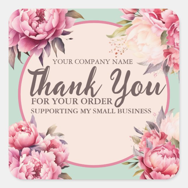 Pegatina Cuadrada Elegantes Toneladas Blancas Gracias Por Su Pedido (Anverso)