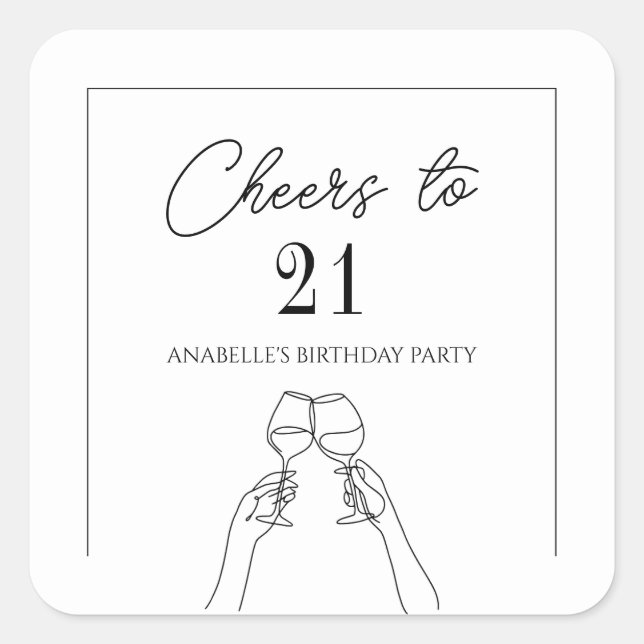 Pegatina Cuadrada Elegantes y modernos para 21 años (Anverso)