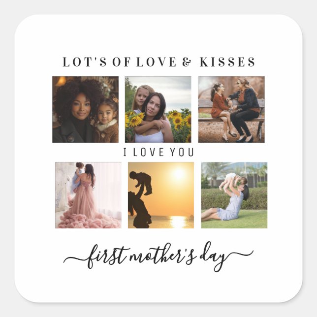 Pegatina Cuadrada Elegent first mothers day (Anverso)