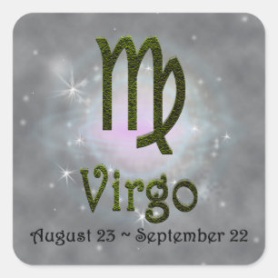 Pegatina Cuadrada Elegir color Virgo Zodiac Rótulo Astrológico