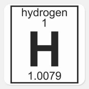Pegatina Cuadrada Elemento 001 - Hidrógeno (completo) (t)