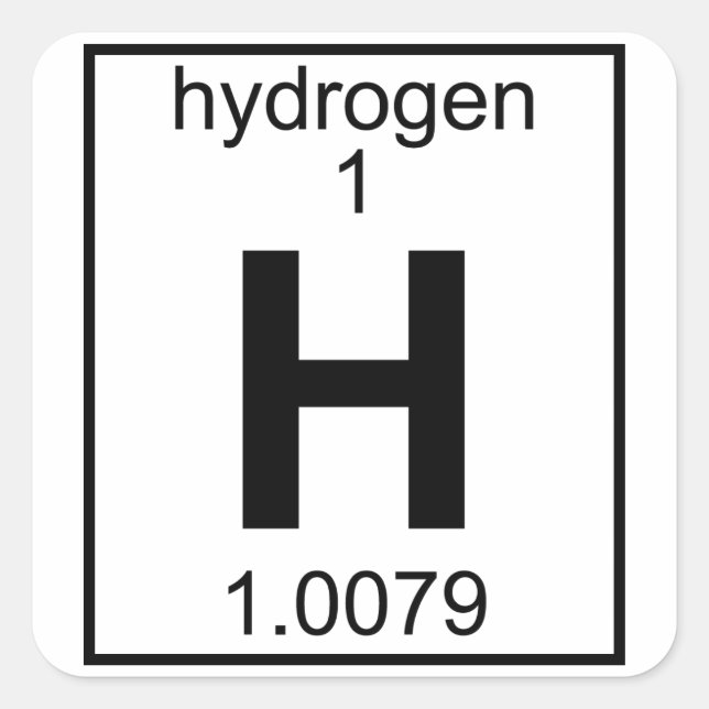 Pegatina Cuadrada Elemento 001 - Hidrógeno (completo) (t) (Anverso)