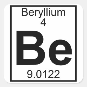 Pegatina Cuadrada Elemento 004 - Be - Beryllium (completo)