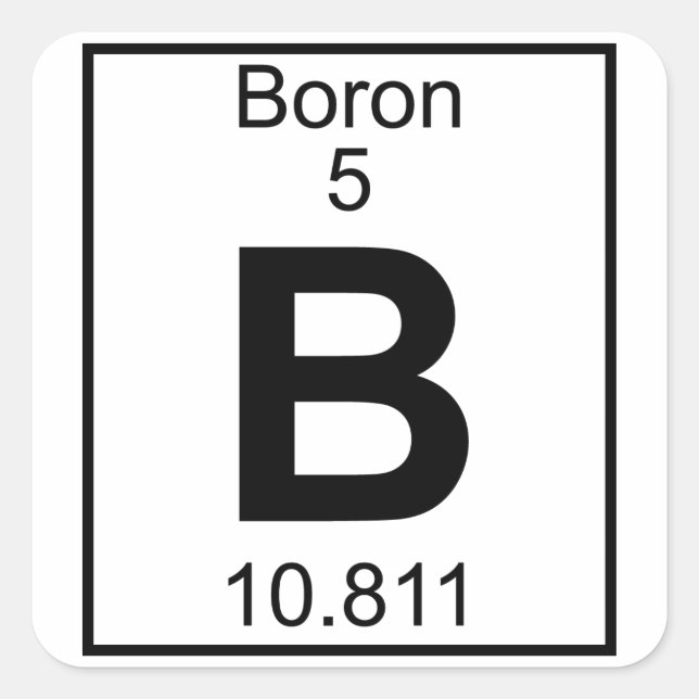 Pegatina Cuadrada Elemento 005 - B - Boron (completo) (Anverso)