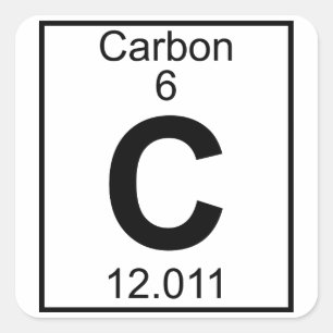 Pegatina Cuadrada Elemento 006 - C - Carbono (completo)
