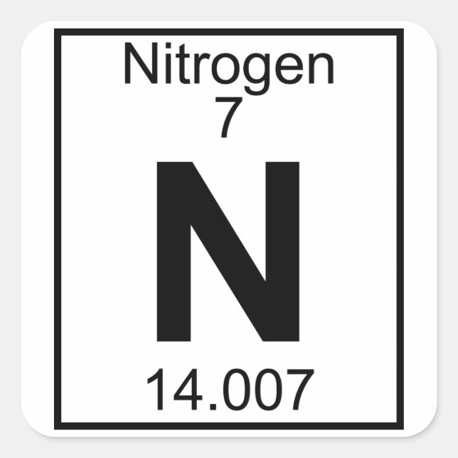 Pegatina Cuadrada Elemento 007 - N - Nitrógeno (completo) (Anverso)