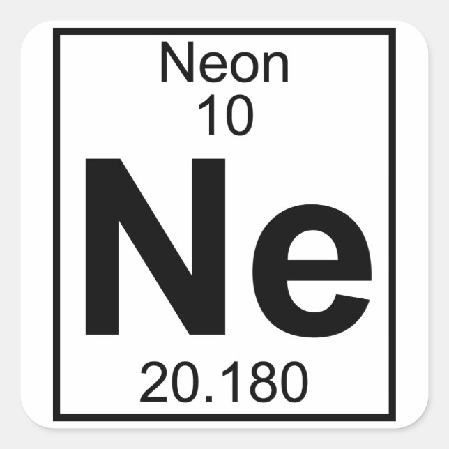 Pegatina Cuadrada Elemento 010 - Ne - Neón (Completo) (Anverso)
