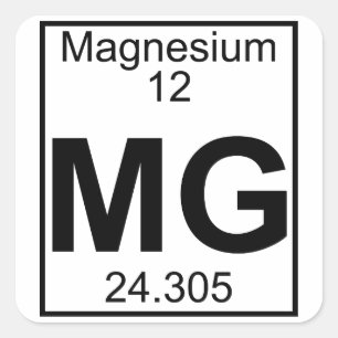 Pegatina Cuadrada Elemento 012 - Mg - Magnesio (Completo)