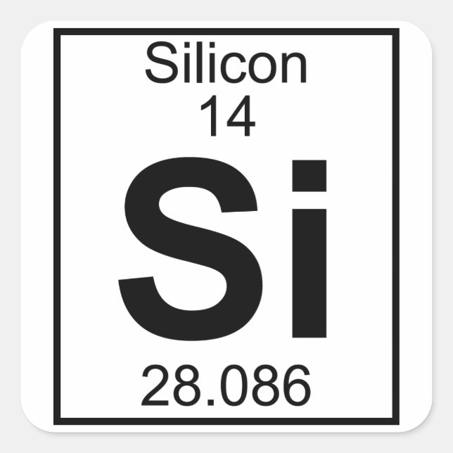 Pegatina Cuadrada Elemento 014 - Si - Silicio (completo) (Anverso)
