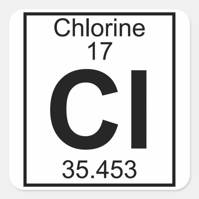 Pegatina Cuadrada Elemento 017 - Cl - Cloro (Completo) (Anverso)