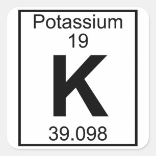 Pegatina Cuadrada Elemento 019 - K - Potasio (lleno)