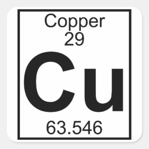Pegatina Cuadrada Elemento 029 - Cu - Cobre (Completo)
