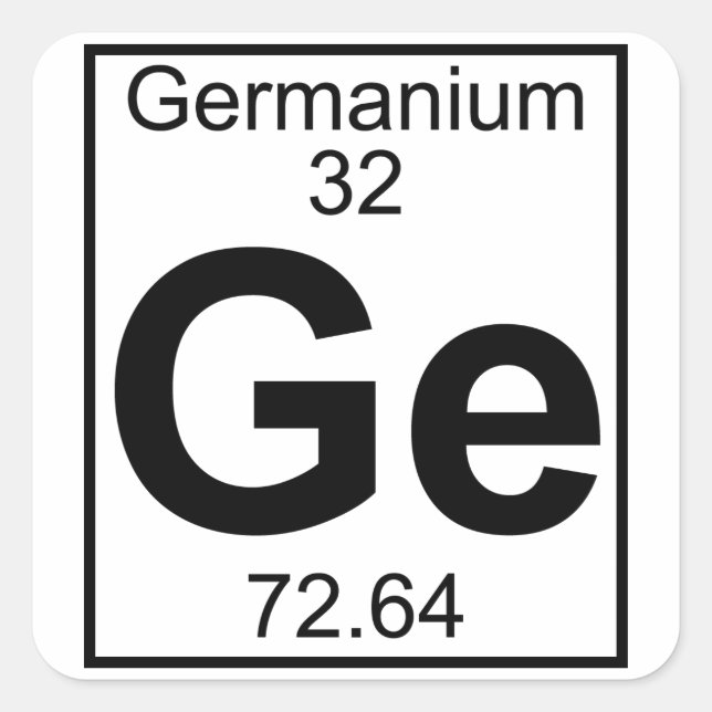 Pegatina Cuadrada Elemento 032 - Ge - Germanium (completo) (Anverso)