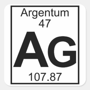 Pegatina Cuadrada Elemento 047 - AG - Argentum (lleno)