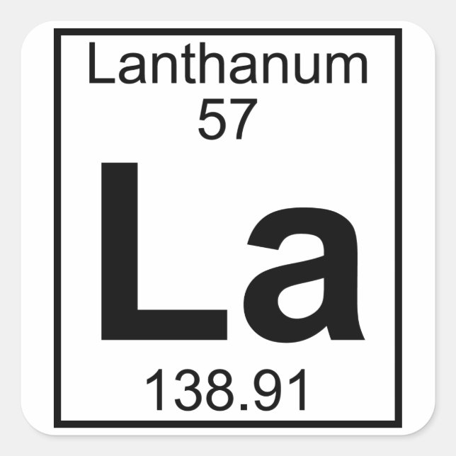 Pegatina Cuadrada Elemento 057 - La - Lanthanum (completo) (Anverso)