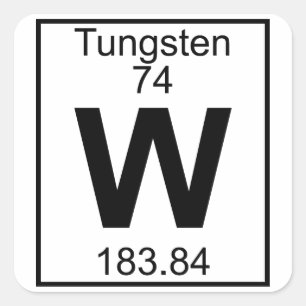 Pegatina Cuadrada Elemento 074 - W - Tungsteno (completo)
