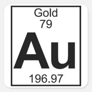 Pegatina Cuadrada Elemento 079 - Au - Oro (lleno)
