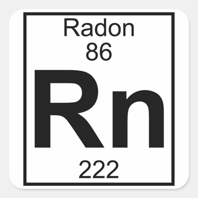 Pegatina Cuadrada Elemento 086 - Rn - Radon (completo) (Anverso)