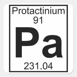 Pegatina Cuadrada Elemento 091 - Pa - Protactinio (completo)