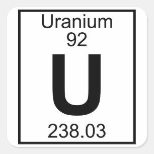 Pegatina Cuadrada Elemento 092 - U - Uranio (completo)