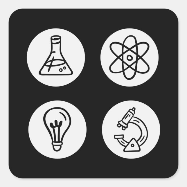 Pegatina Cuadrada Elementos científicos (Anverso)