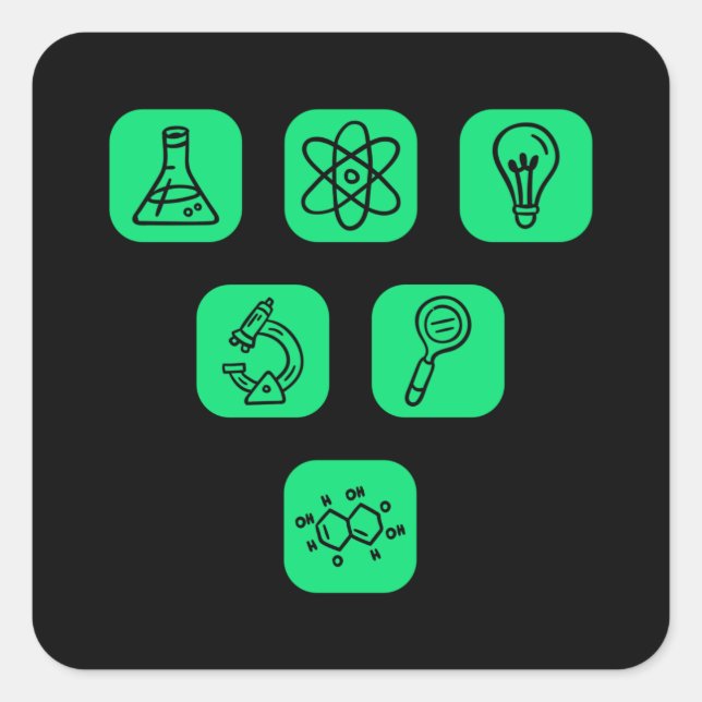 Pegatina Cuadrada Elementos de ciencia (Anverso)