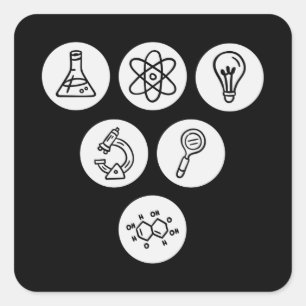 Pegatina Cuadrada Elementos de ciencia