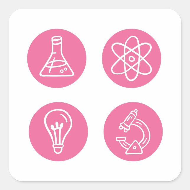 Pegatina Cuadrada Elementos de ciencia (Anverso)