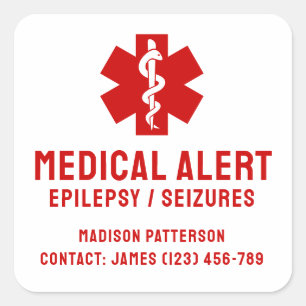 Pegatina Cuadrada Elementos esenciales personalizados para emergenci