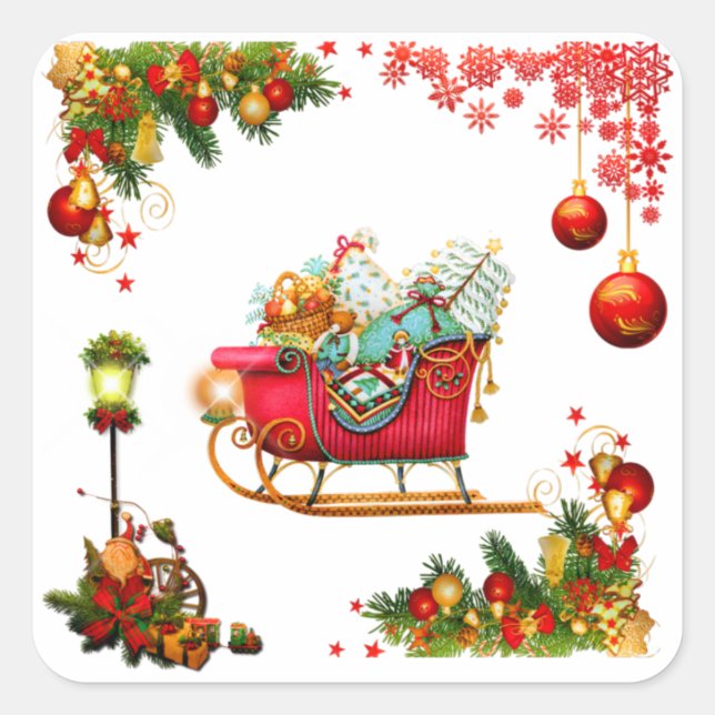 Pegatina Cuadrada Elementos navidades (Anverso)
