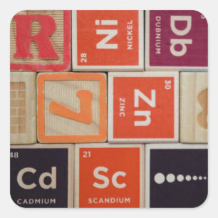 Pegatina Cuadrada Elementos periódicos Ciencia del zinc