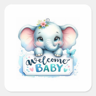Pegatina Cuadrada Elephant Bliss: Métete algo de cariño