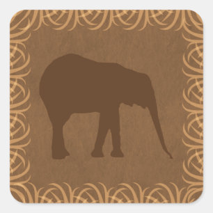 Pegatina Cuadrada Elephant Silhouette