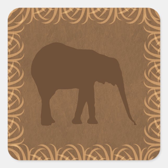 Pegatina Cuadrada Elephant Silhouette (Anverso)
