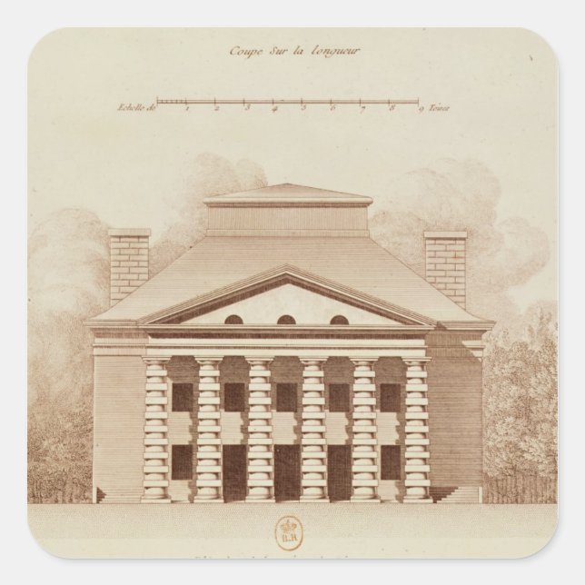 Pegatina Cuadrada Elevación de la casa del director de la sal (Anverso)