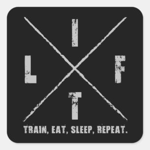Pegatina Cuadrada ELEVACIÓN - Tren, Come, Duerme, Repite