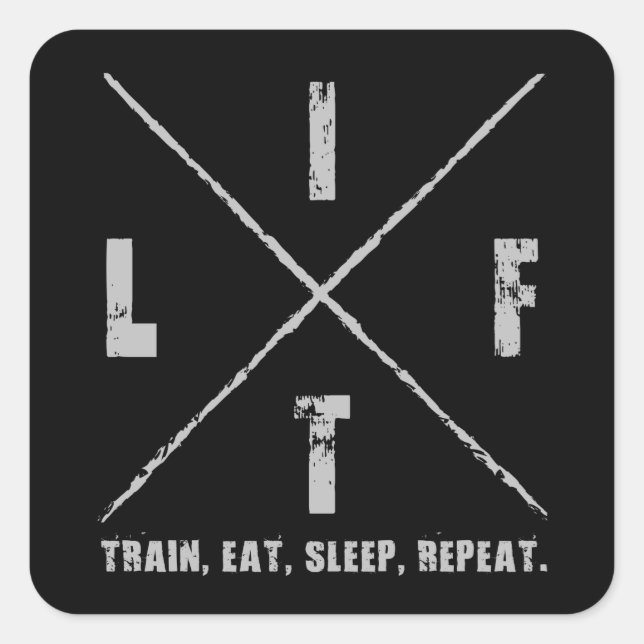 Pegatina Cuadrada ELEVACIÓN - Tren, Come, Duerme, Repite (Anverso)