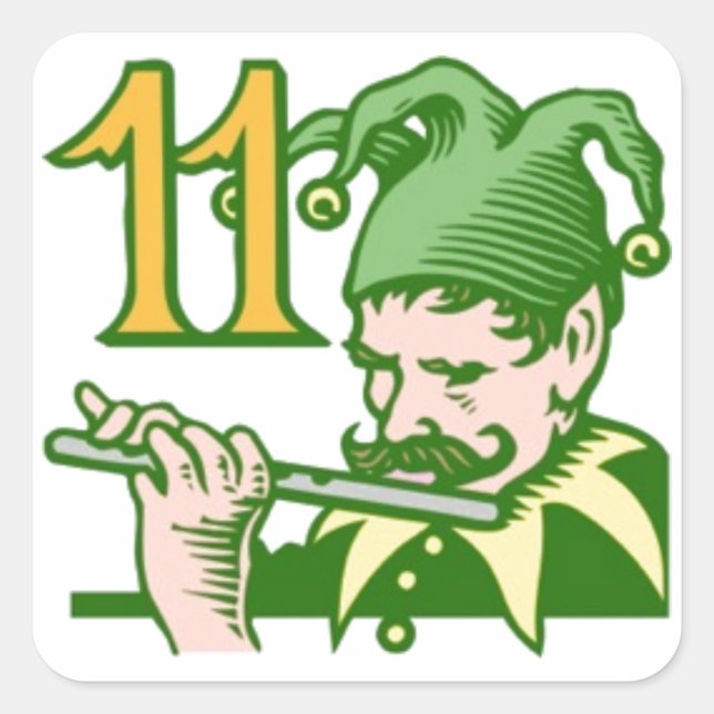 Pegatina Cuadrada Eleven Pipers Piping (Anverso)