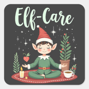 Pegatina Cuadrada Elf Care Funny Navidades Elf Magmago Self Care