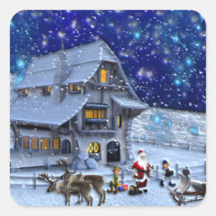 Pegatina Cuadrada Elf de Santa Rudolph con espoleta