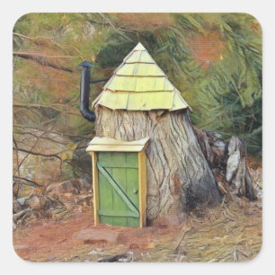 Pegatina Cuadrada Elf Village