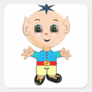 Pegatina Cuadrada Elfo mágico lindo