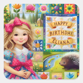 PEGATINA CUADRADA ELIANA ~ FELIZ CUMPLEAÑOS ~ TIPO ~